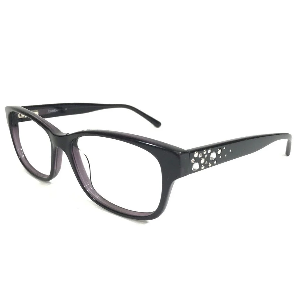 Bebe Eyeglasses Frames BB5112 001 JET Black Purple Square Full Rim 50-15-135